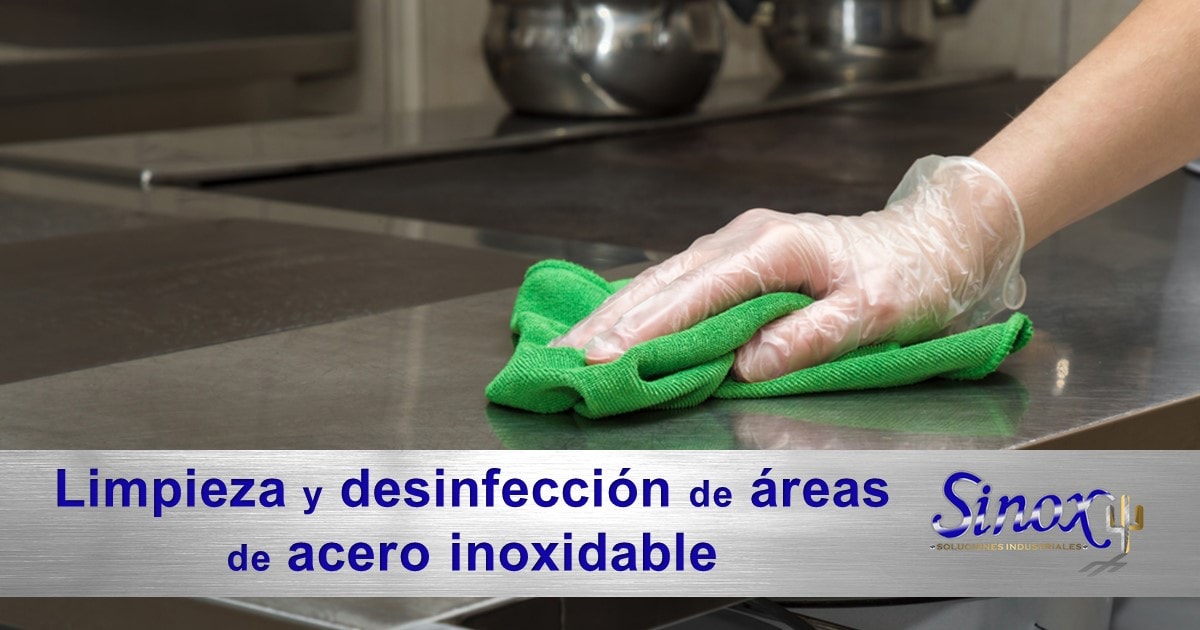 Limpieza y desinfección de áreas de acero inoxidable para prevenir el COVID-19